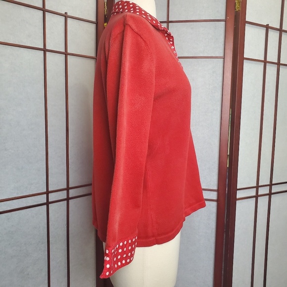Vintage Polka Dots Collar & Cuffs Knit Snap Up Top - Picture 5 of 8